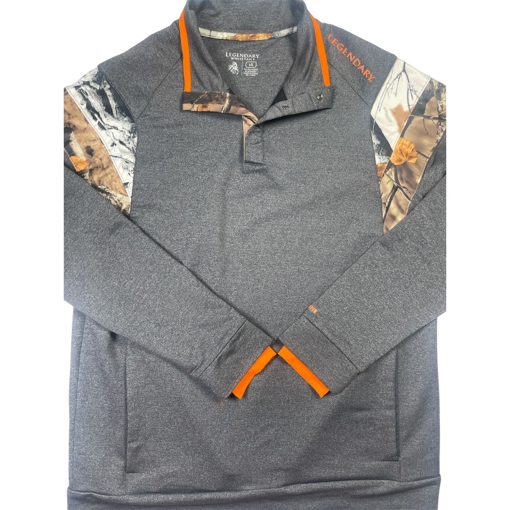 Legendary Whitetails Hunting Shirt Men's Large Gray Pockets Long Sleeve Pullover